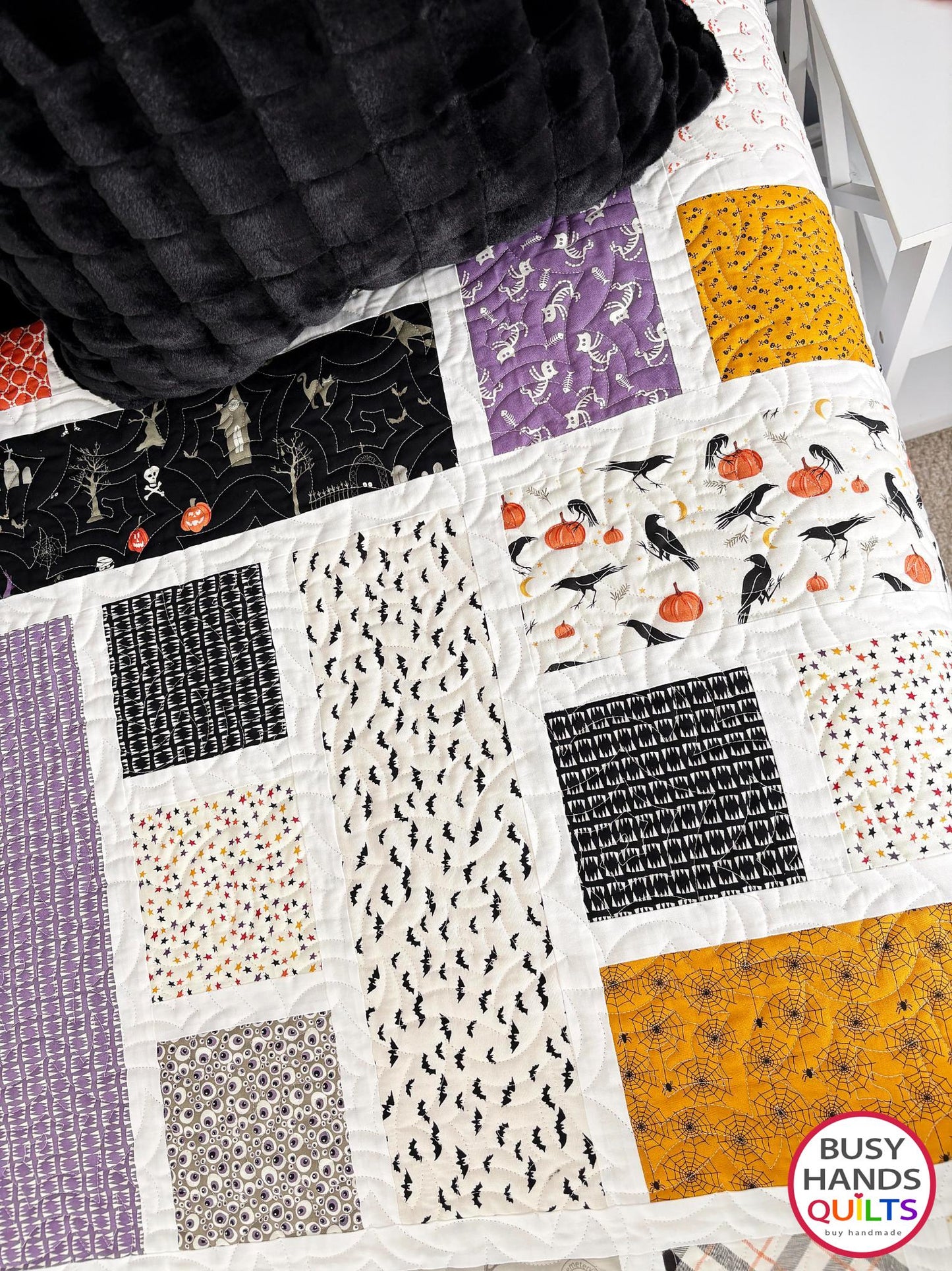Handmade Blessings Throw Quilt in Halloween