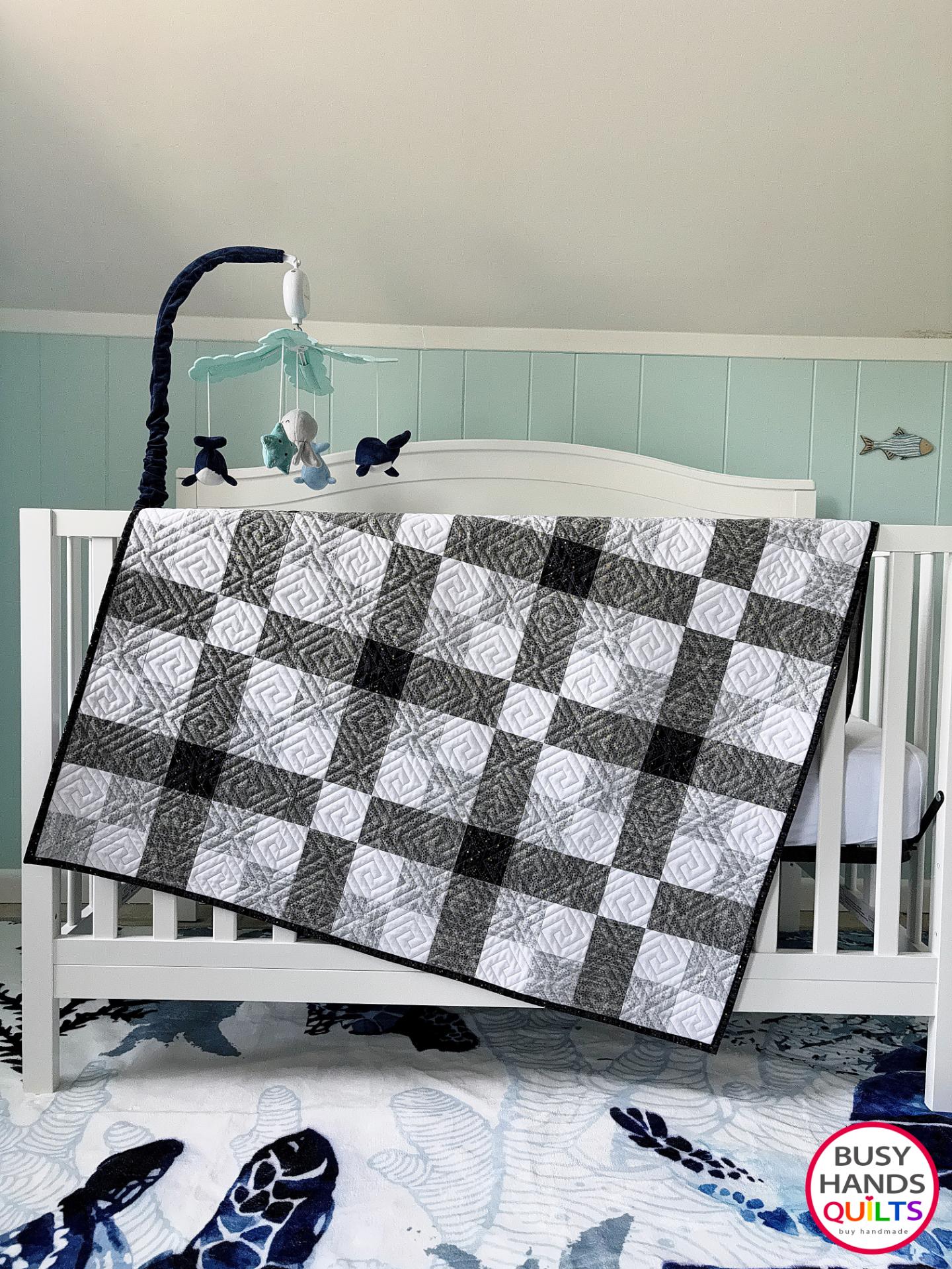 Handmade Crisscross Baby Quilt in Dewdrop
