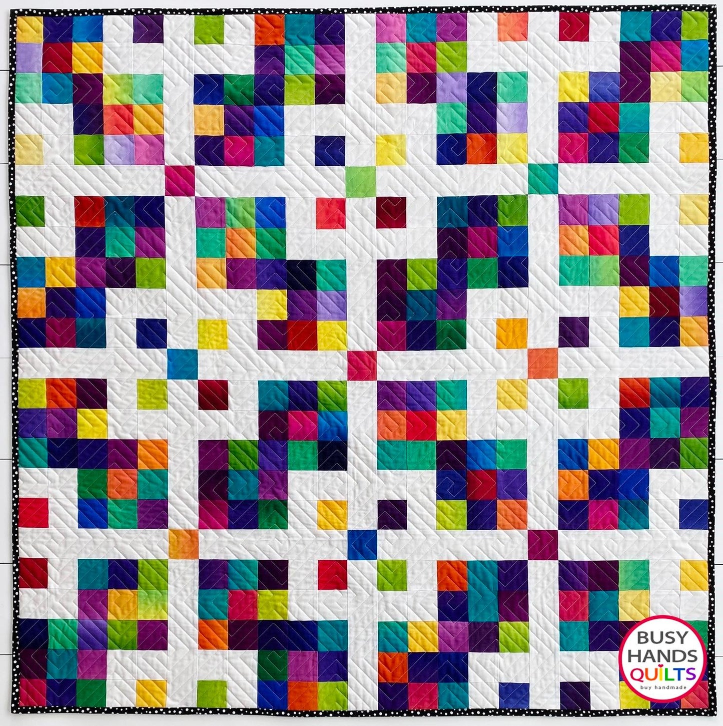 Handmade Grid Pop Baby Quilt in Essential Gradation