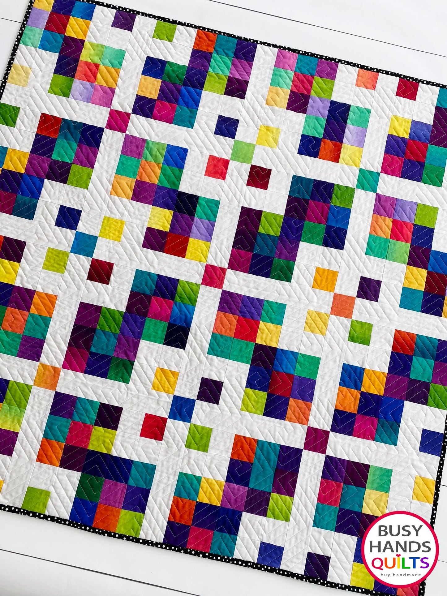 Handmade Grid Pop Baby Quilt in Essential Gradation