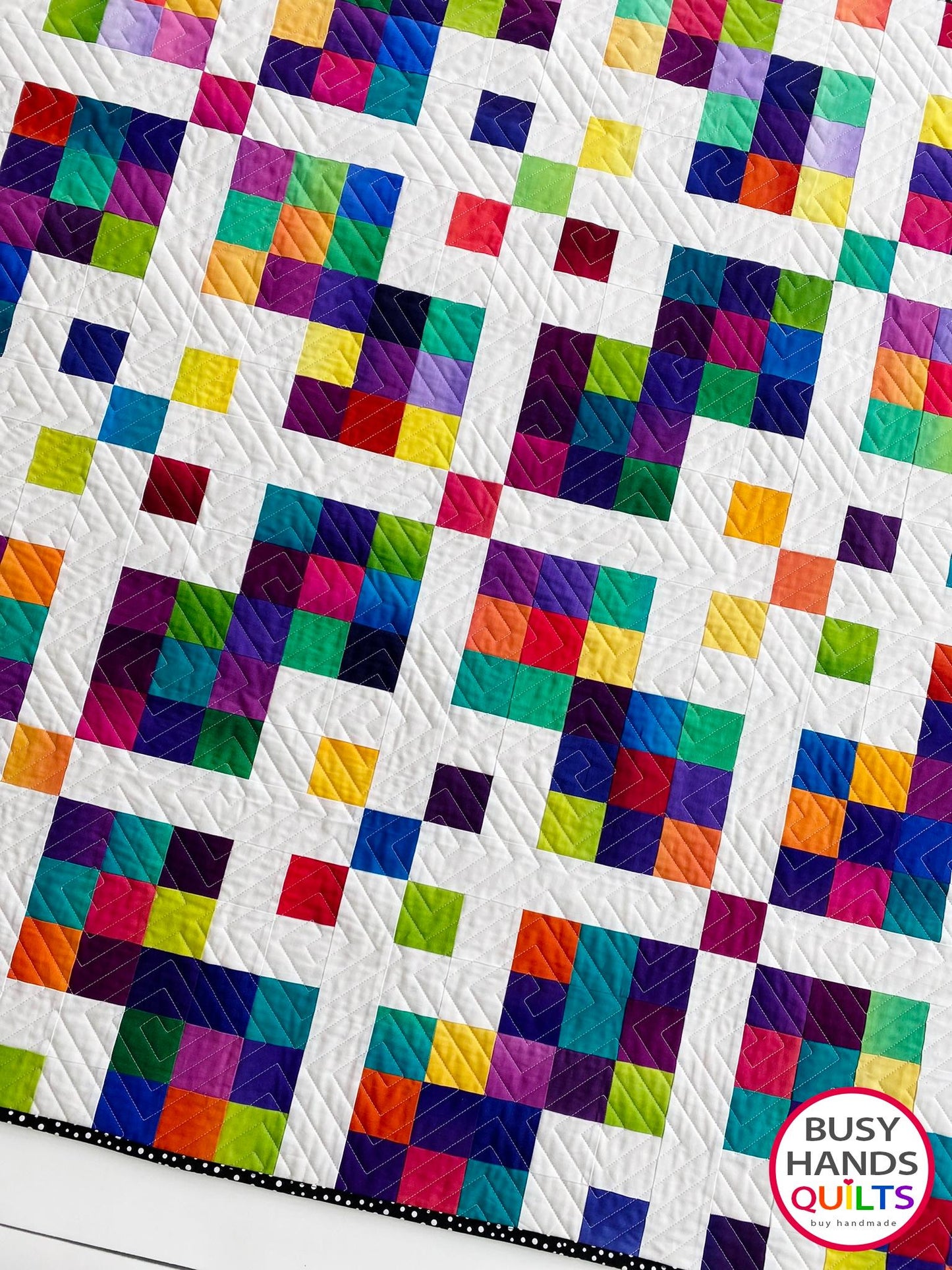Handmade Grid Pop Baby Quilt in Essential Gradation