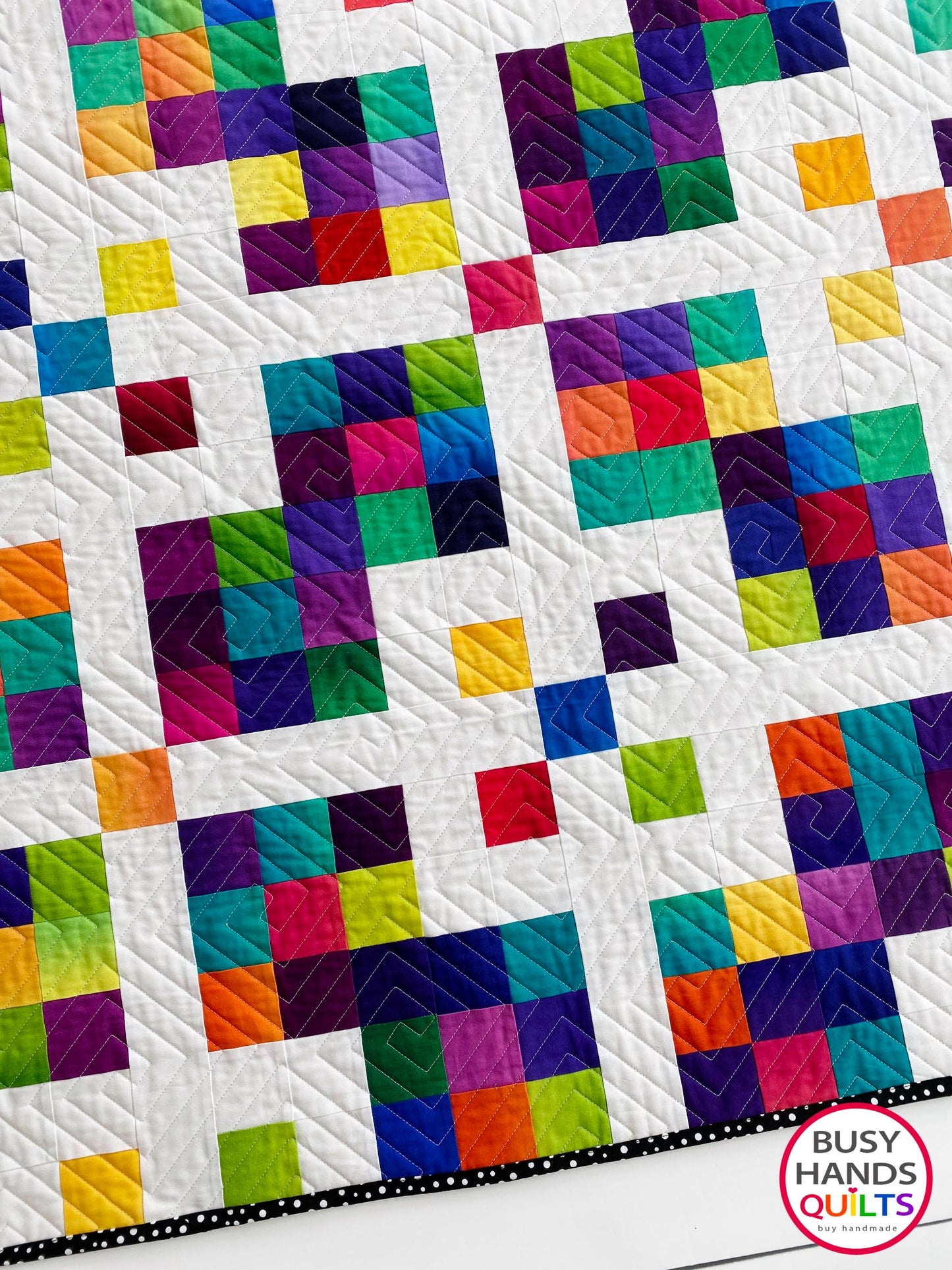 Handmade Grid Pop Baby Quilt in Essential Gradation