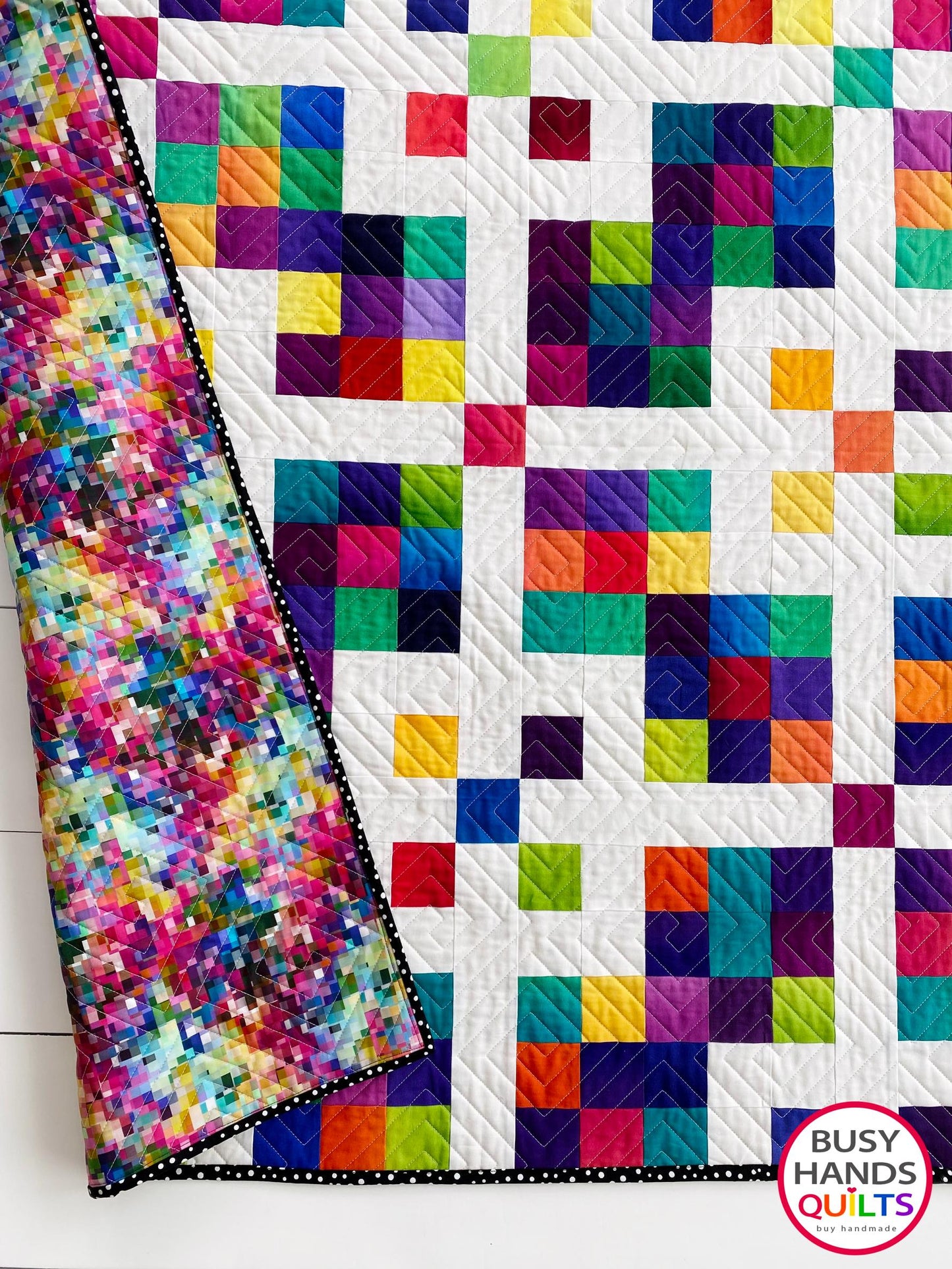 Handmade Grid Pop Baby Quilt in Essential Gradation