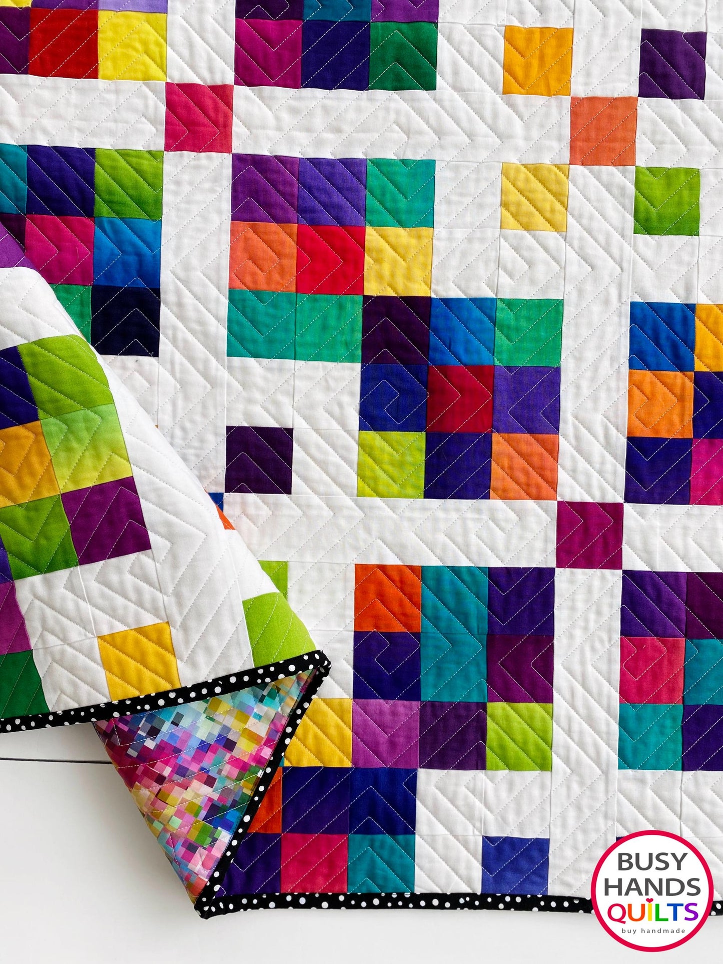 Handmade Grid Pop Baby Quilt in Essential Gradation