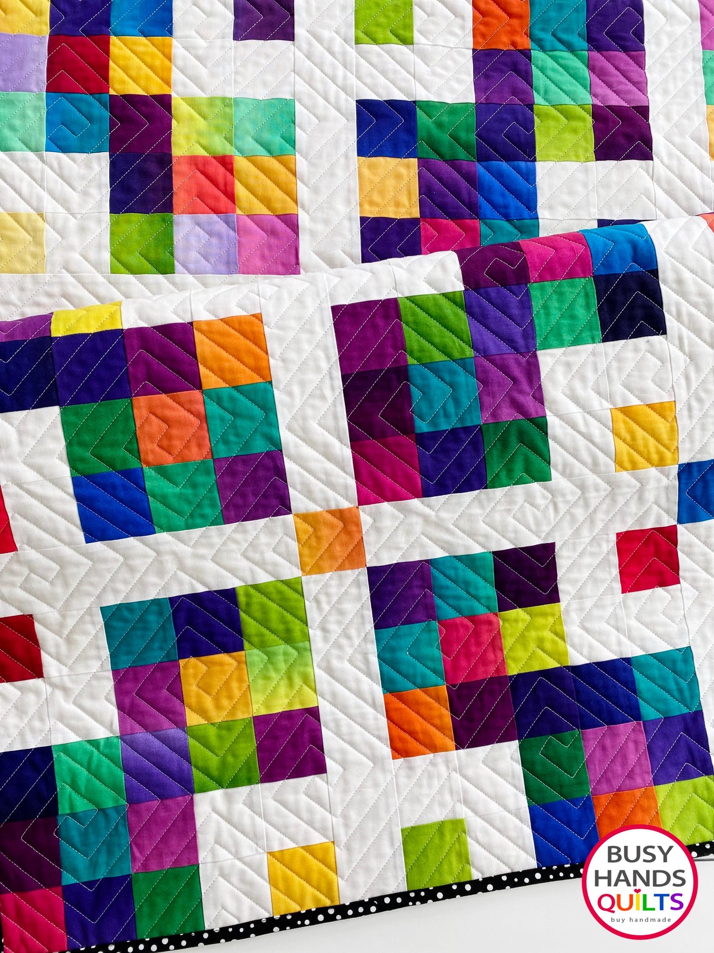 Handmade Grid Pop Baby Quilt in Essential Gradation
