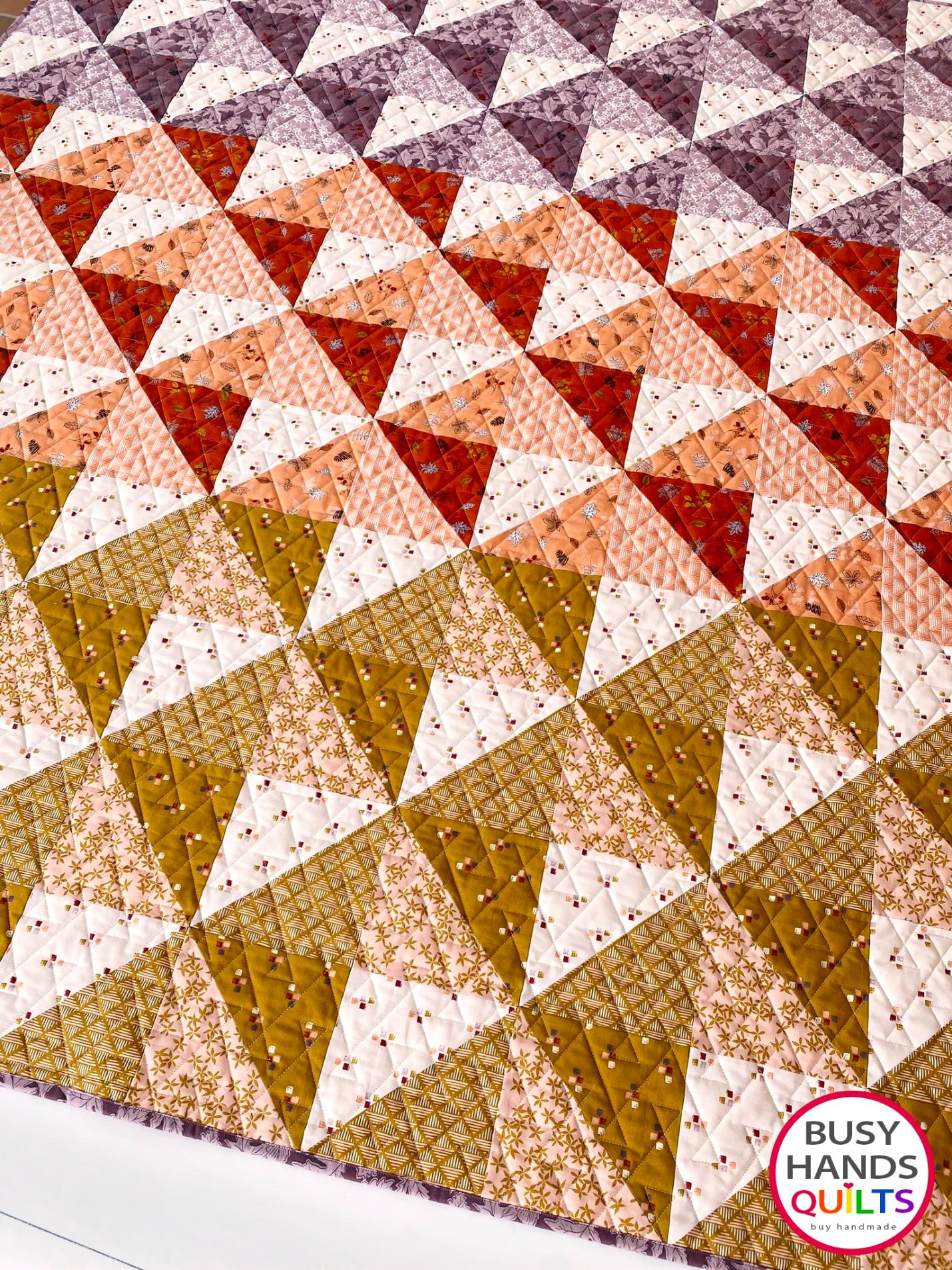 Handmade Horizon Throw Quilt in Maple