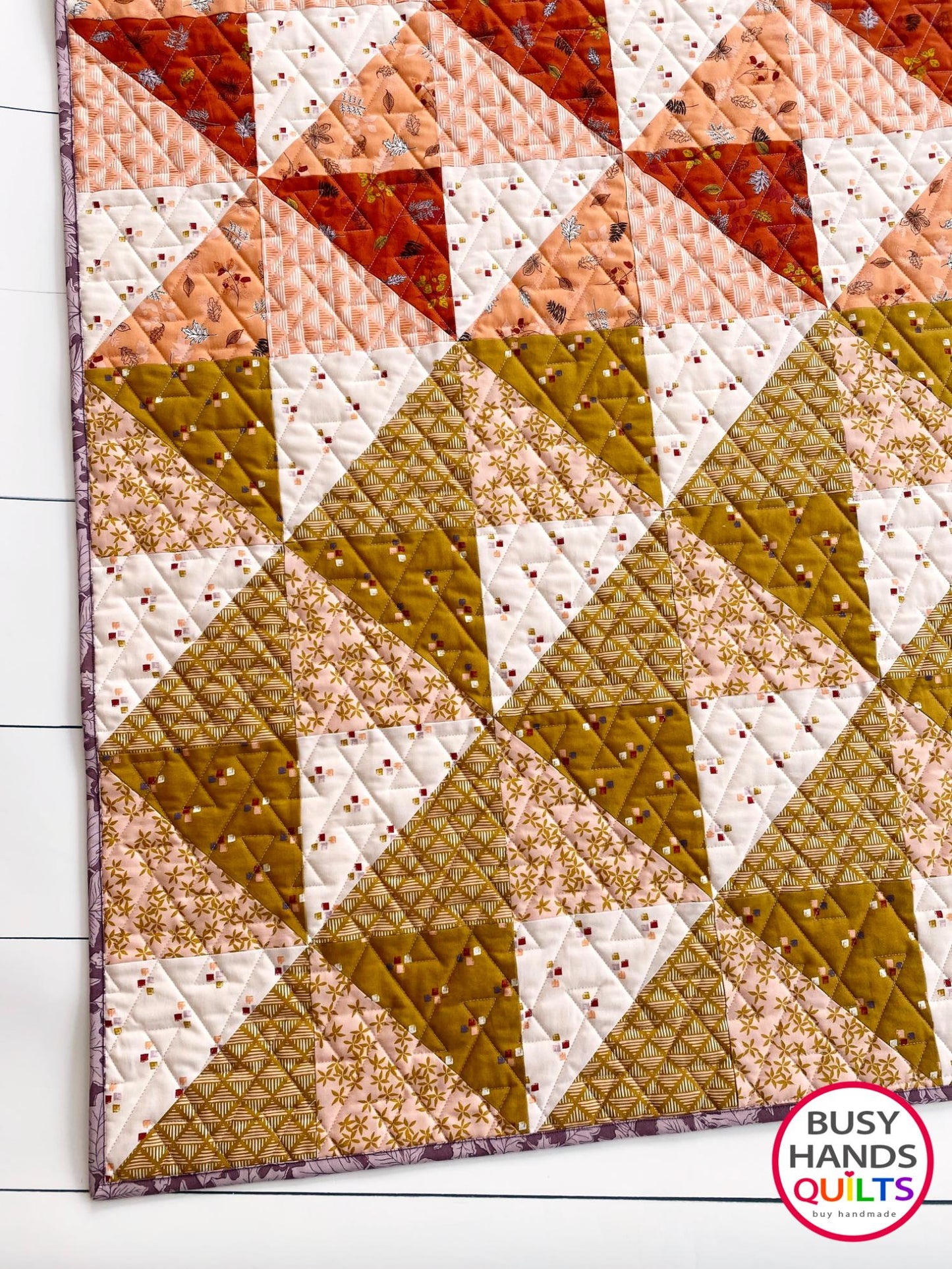 Handmade Horizon Throw Quilt in Maple