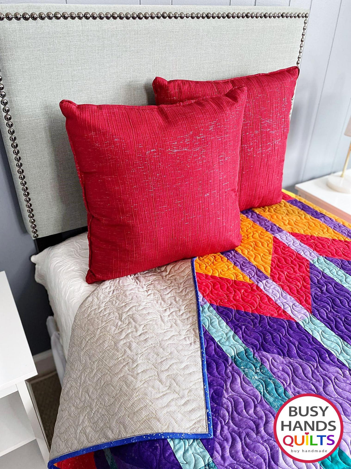 Handmade Ombre Mountains Throw Quilt in Shimmer Sunset over the Mountains