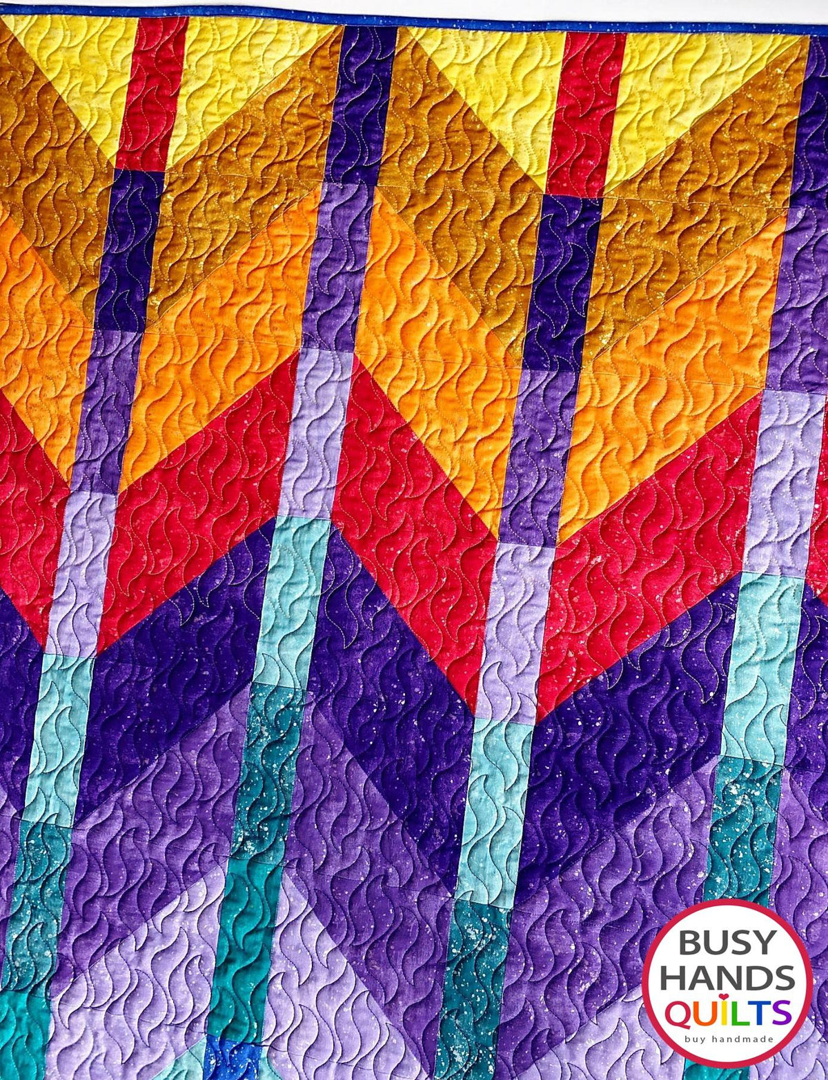 Handmade Ombre Mountains Throw Quilt in Shimmer Sunset over the Mountains