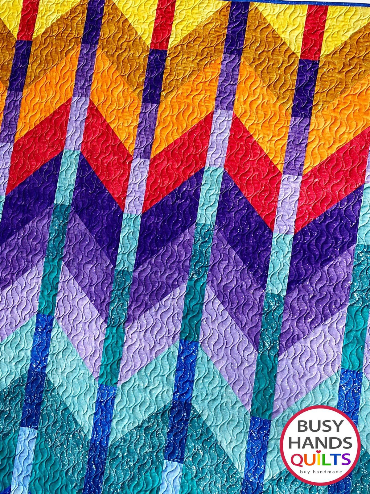 Handmade Ombre Mountains Throw Quilt in Shimmer Sunset over the Mountains