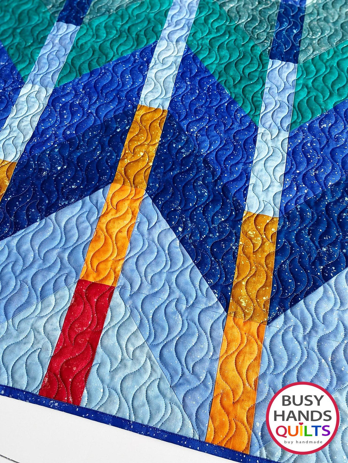 Handmade Ombre Mountains Throw Quilt in Shimmer Sunset over the Mountains