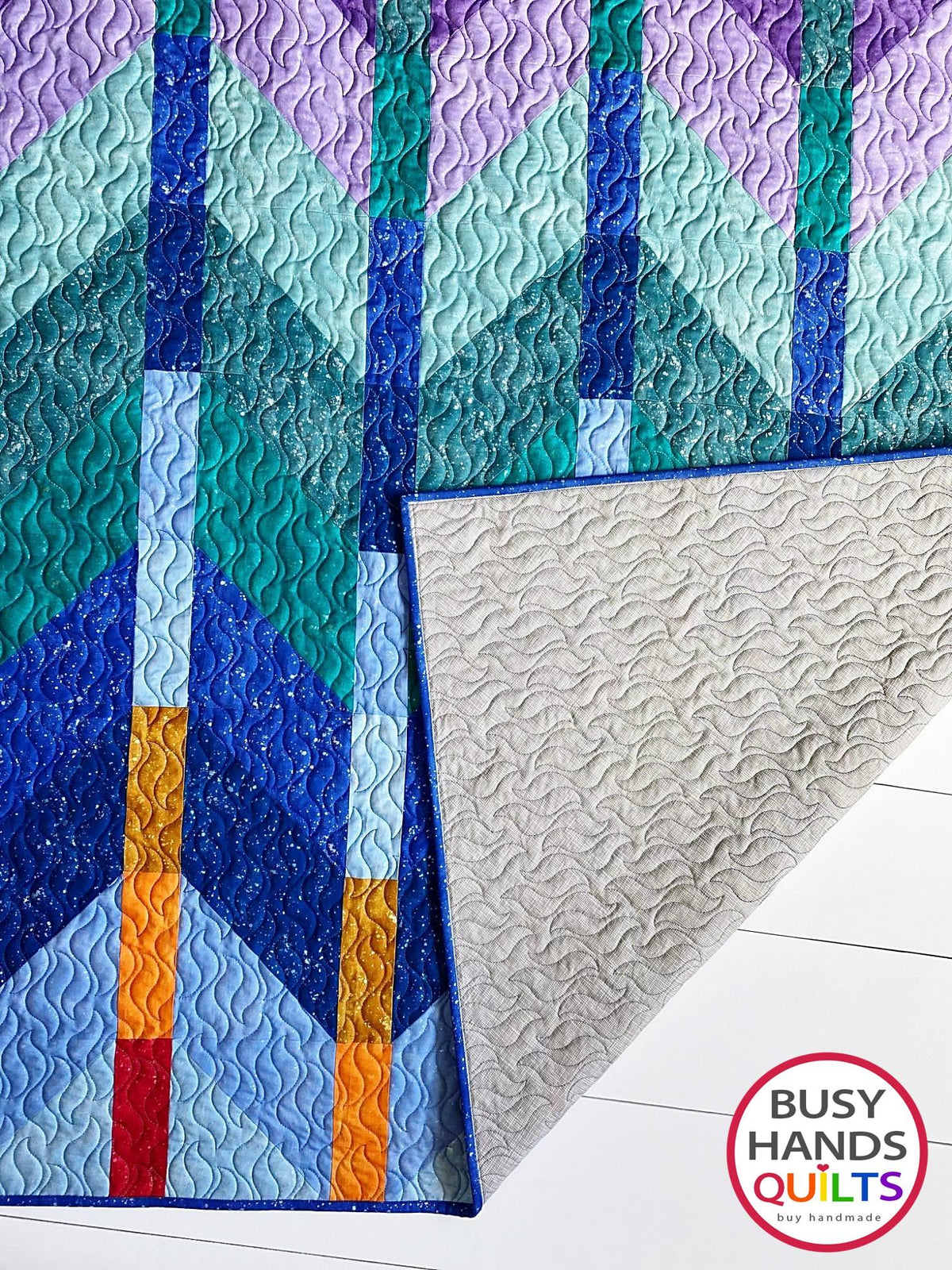 Handmade Ombre Mountains Throw Quilt in Shimmer Sunset over the Mountains