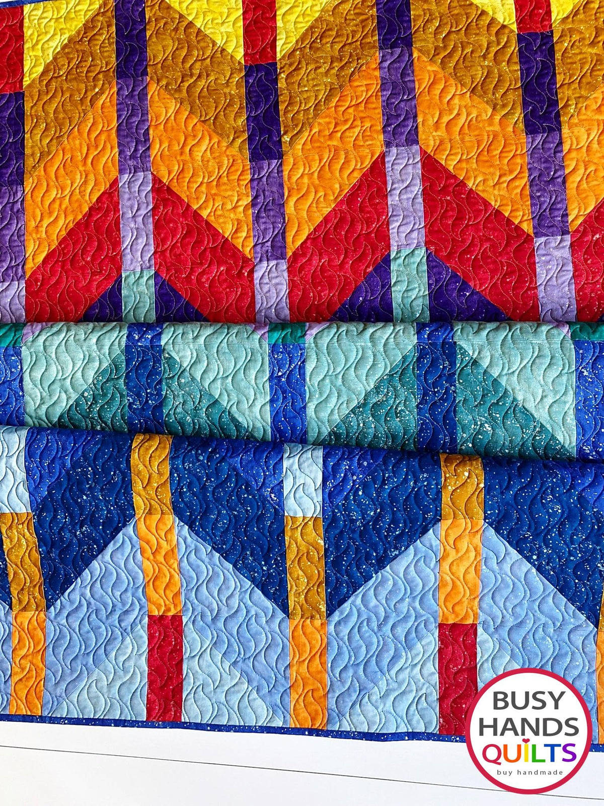 Handmade Ombre Mountains Throw Quilt in Shimmer Sunset over the Mountains