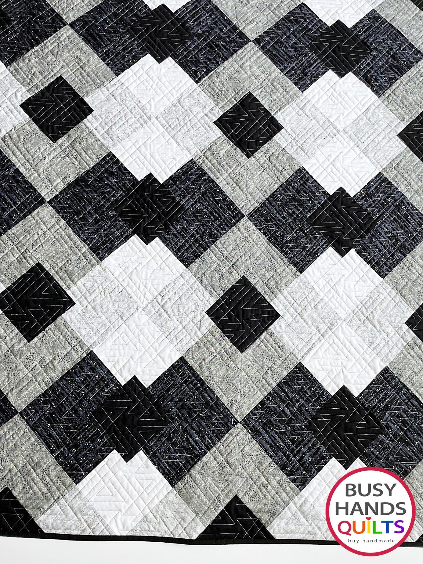 Handmade Precious Plaid Throw Quilt in Dewdrop Grays
