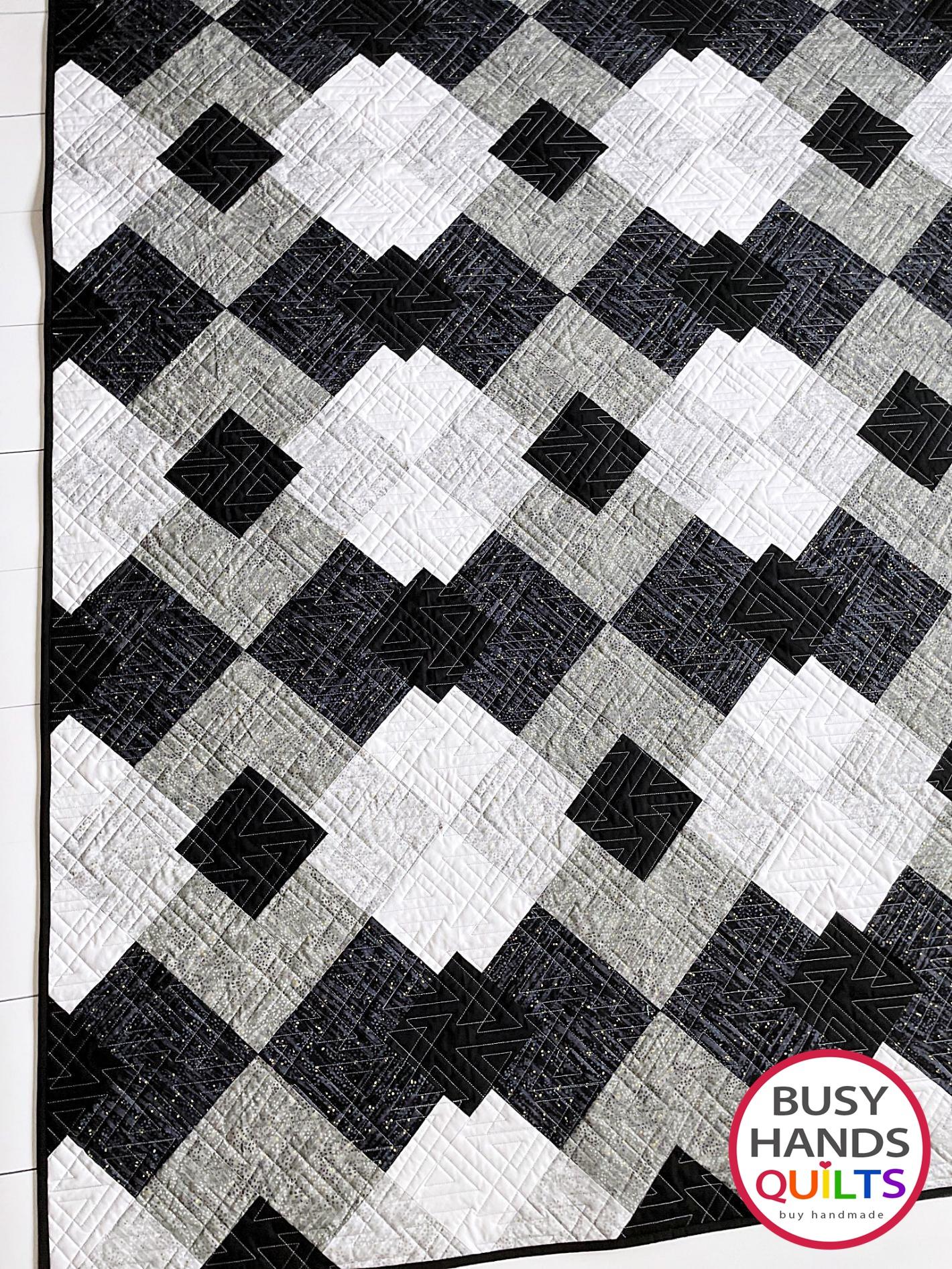 Handmade Precious Plaid Throw Quilt in Dewdrop Grays