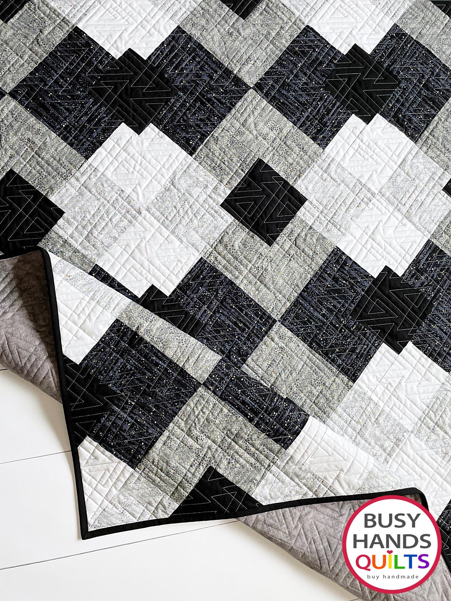 Handmade Precious Plaid Throw Quilt in Dewdrop Grays