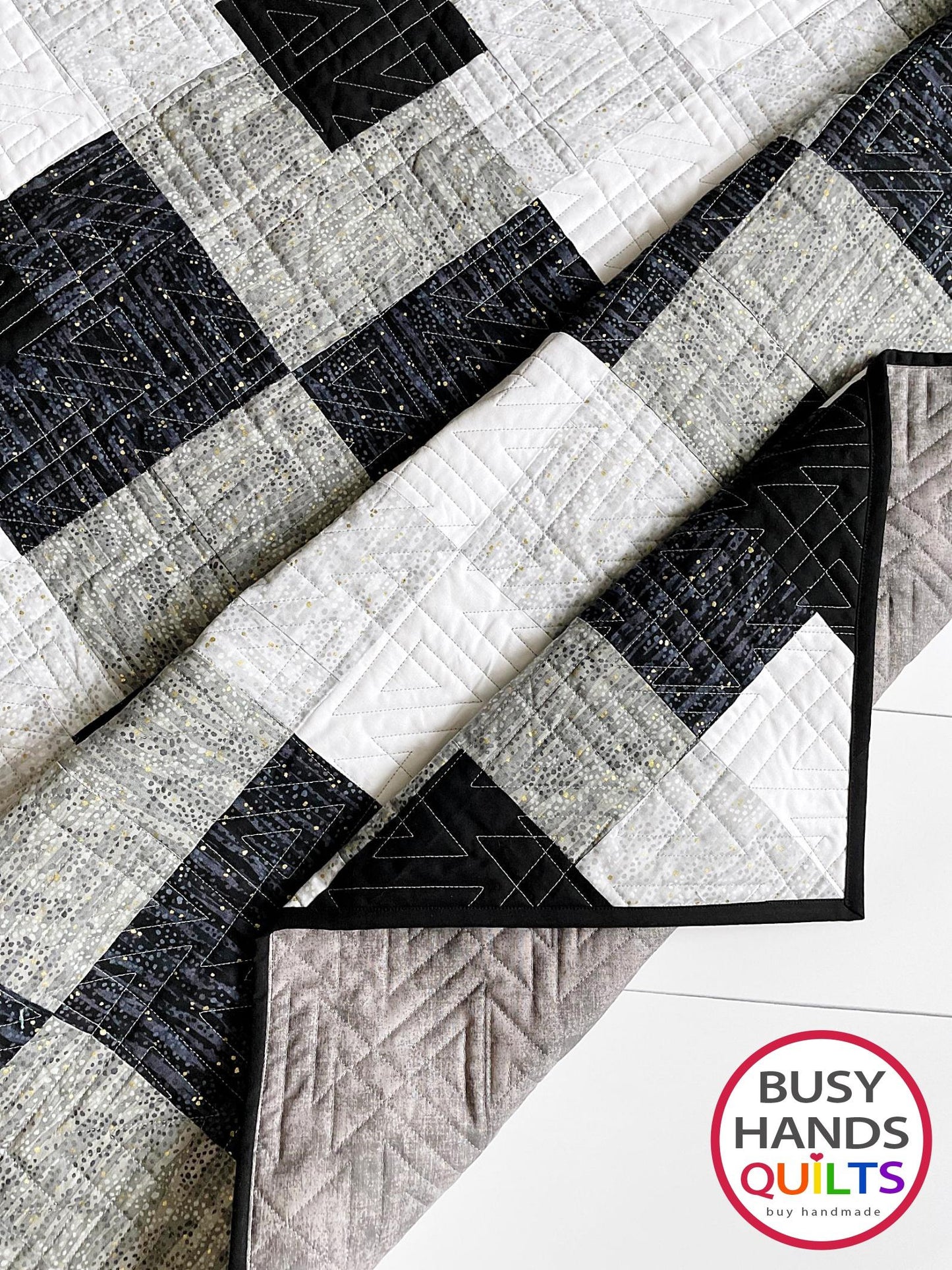 Handmade Precious Plaid Throw Quilt in Dewdrop Grays