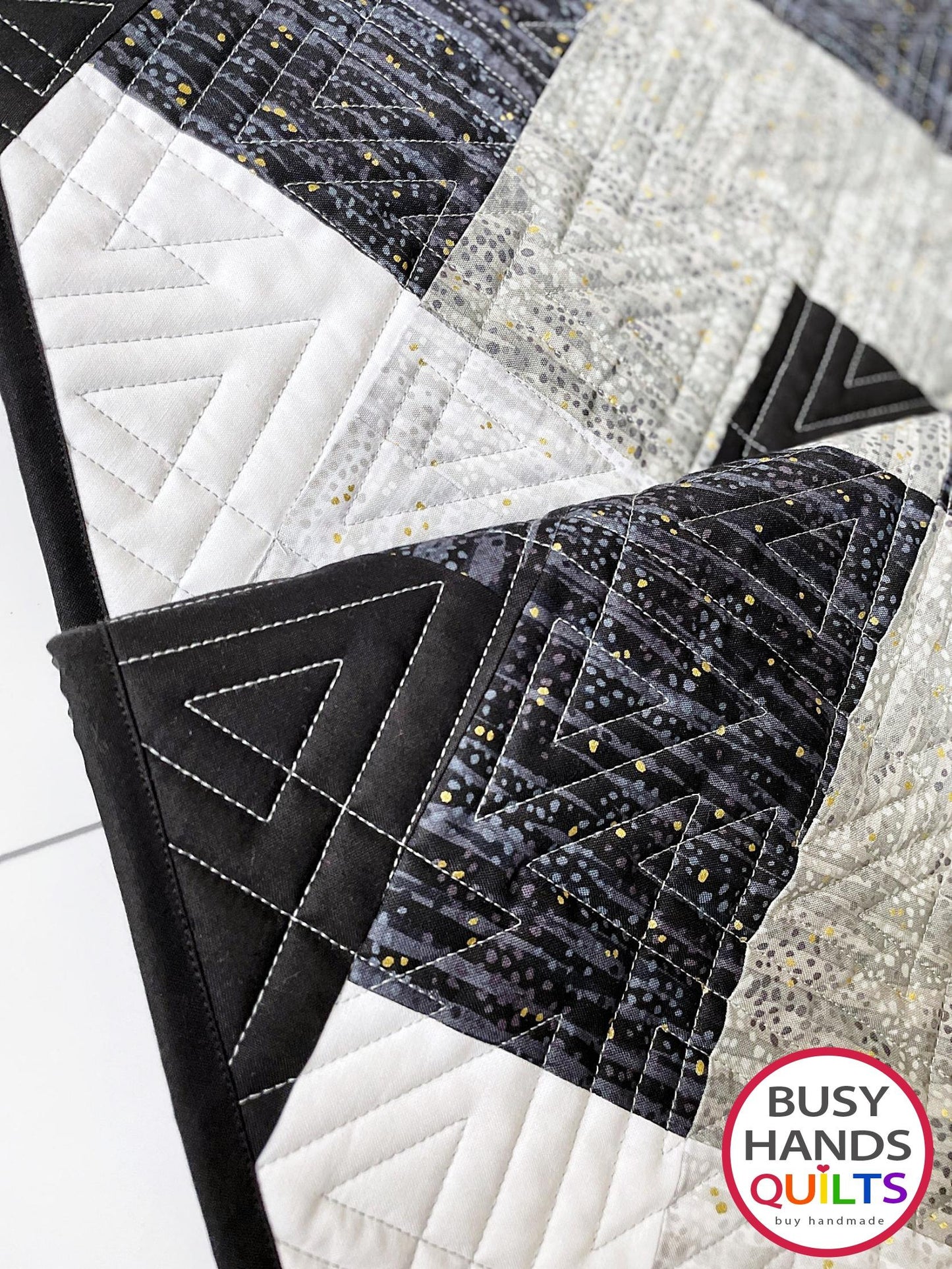 Handmade Precious Plaid Throw Quilt in Dewdrop Grays