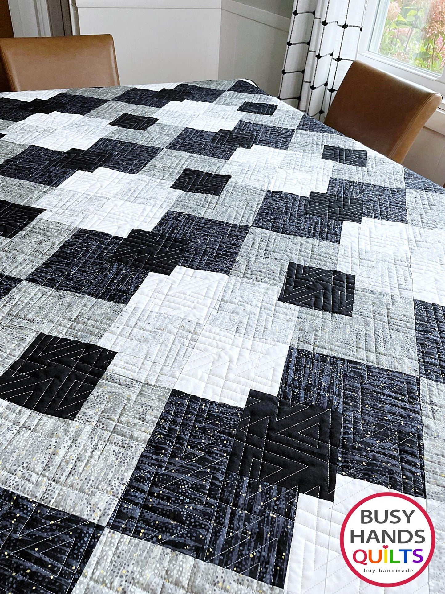 Handmade Precious Plaid Throw Quilt in Dewdrop Grays