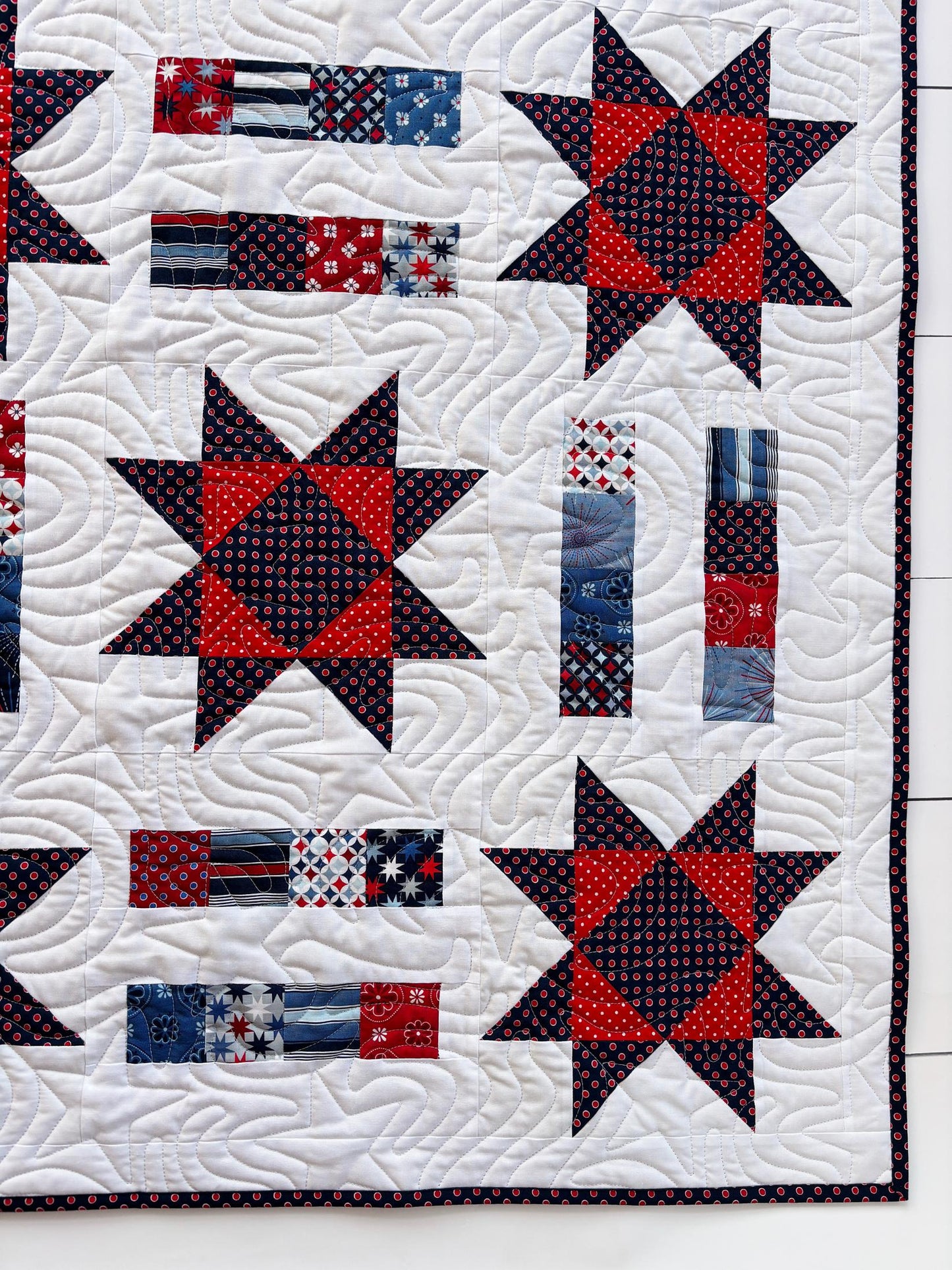 Handmade Stars and Stripes Throw Quilt in Picadilly
