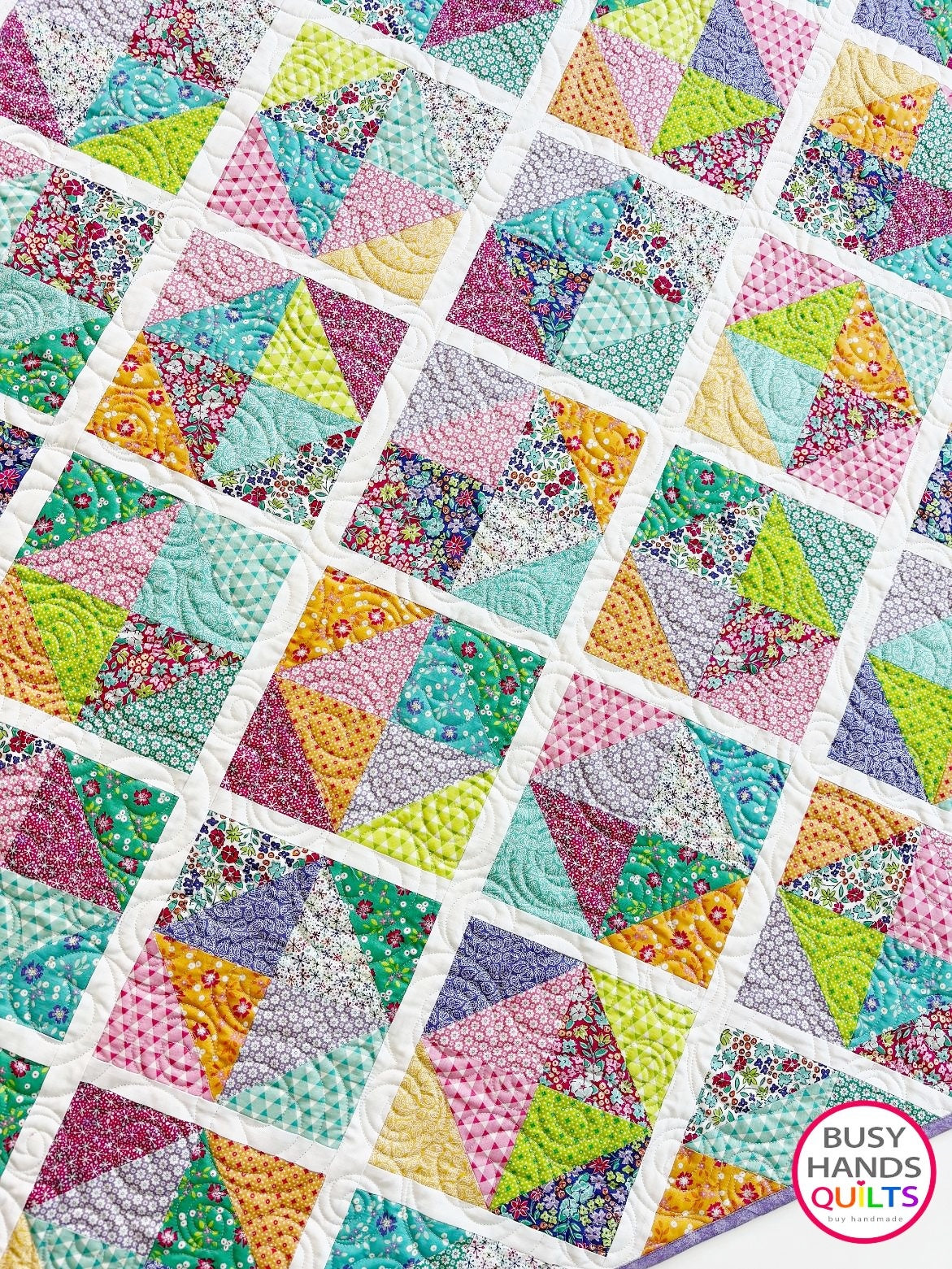 Handmade Sunshine Throw Quilt in Vibrance