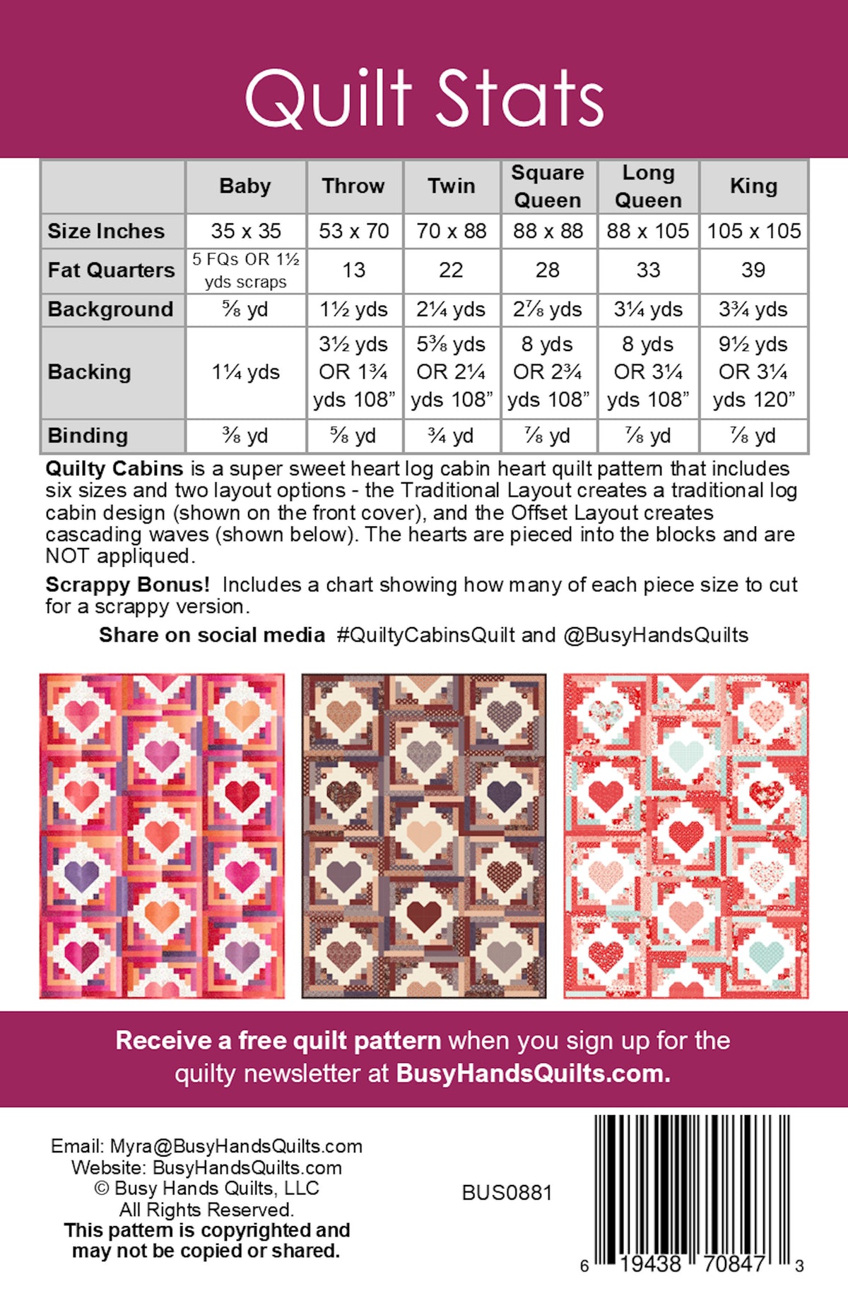 Quilty Cabins Quilt Pattern PRINTED