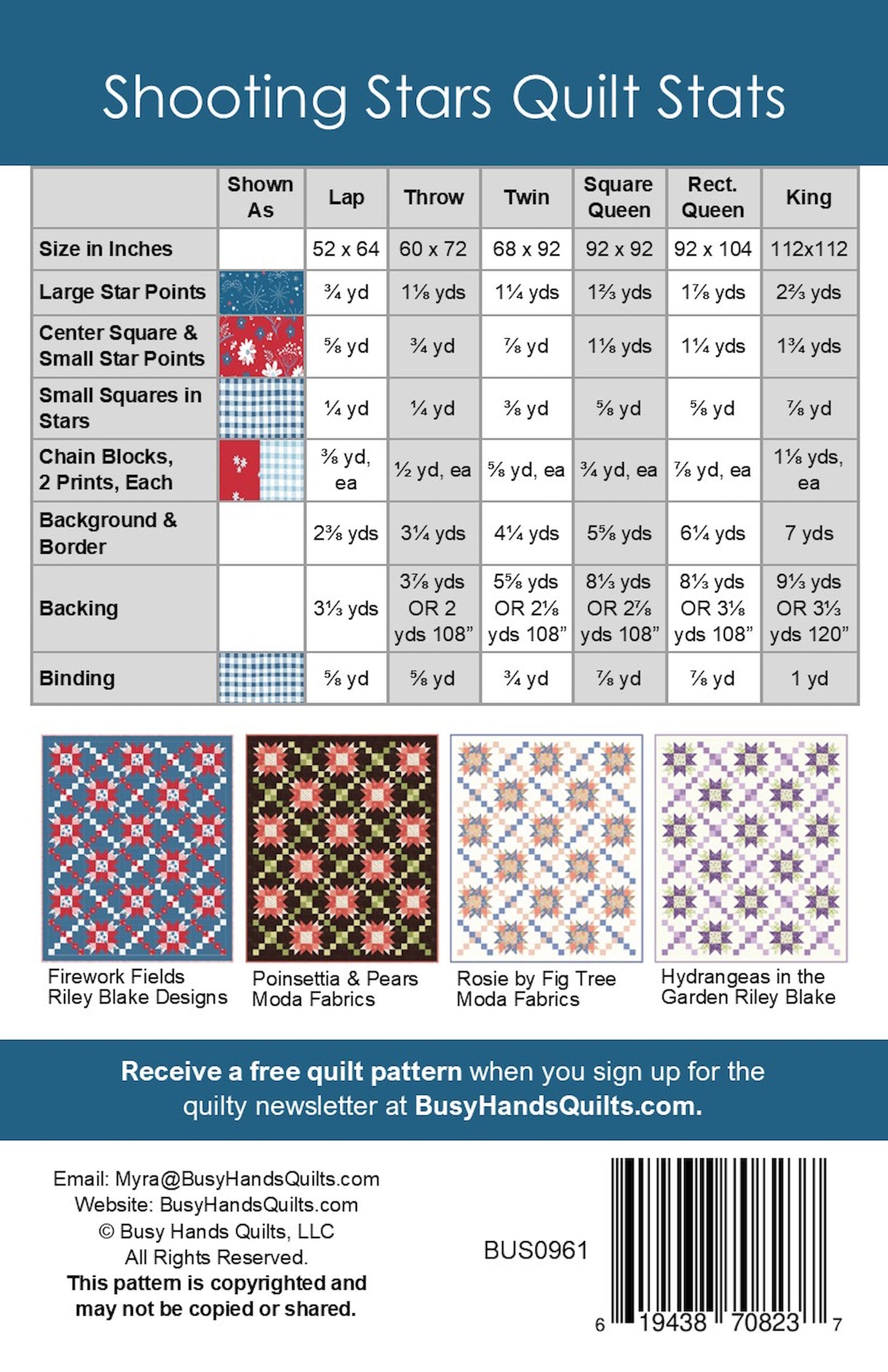 Shooting Stars Quilt Pattern PRINTED