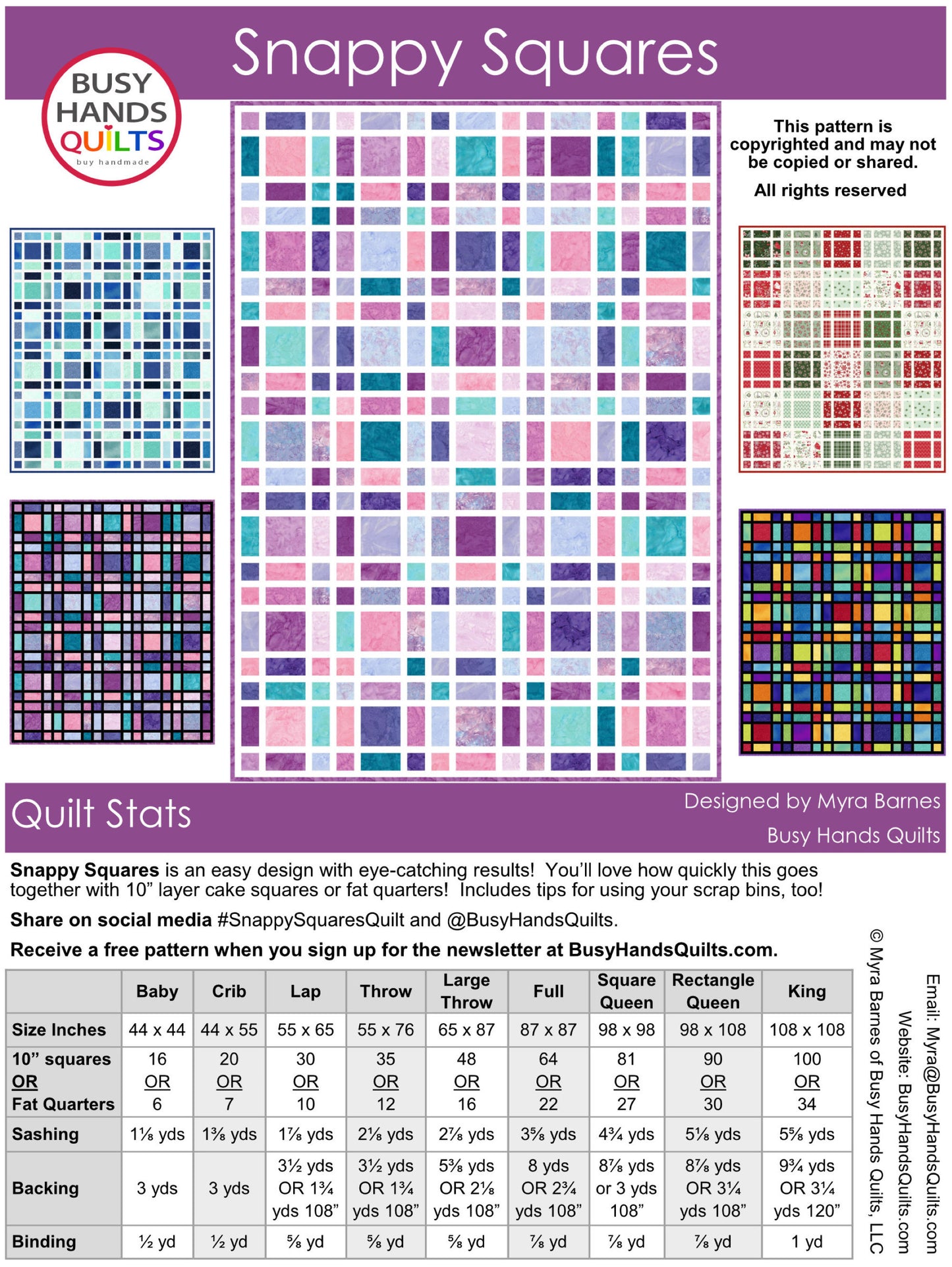 Snappy Squares Quilt Pattern PDF Download
