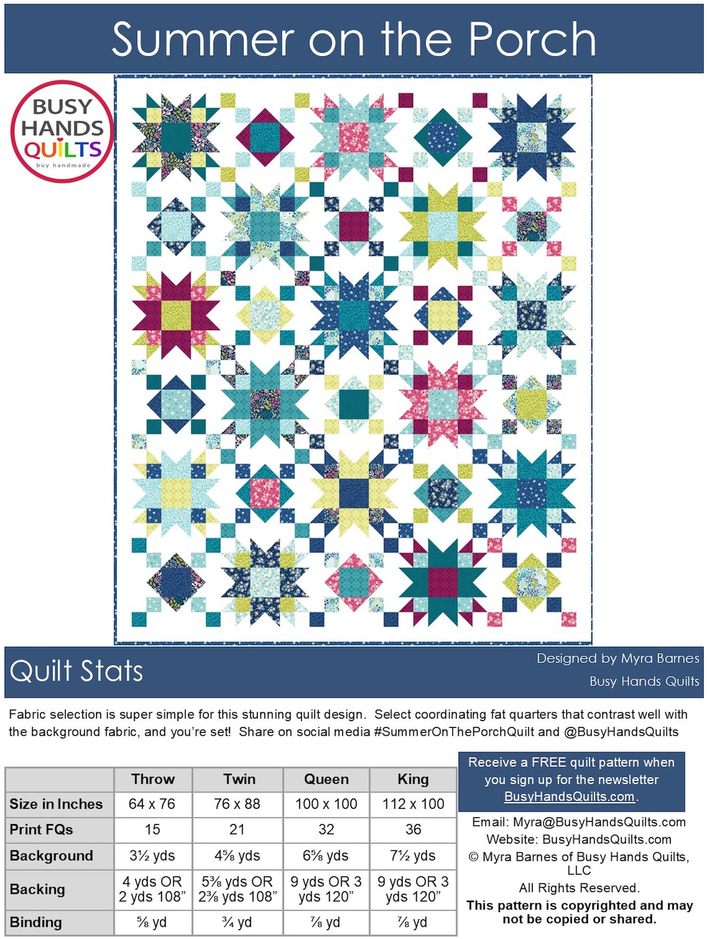 Summer on the Porch Quilt Pattern PDF DOWNLOAD