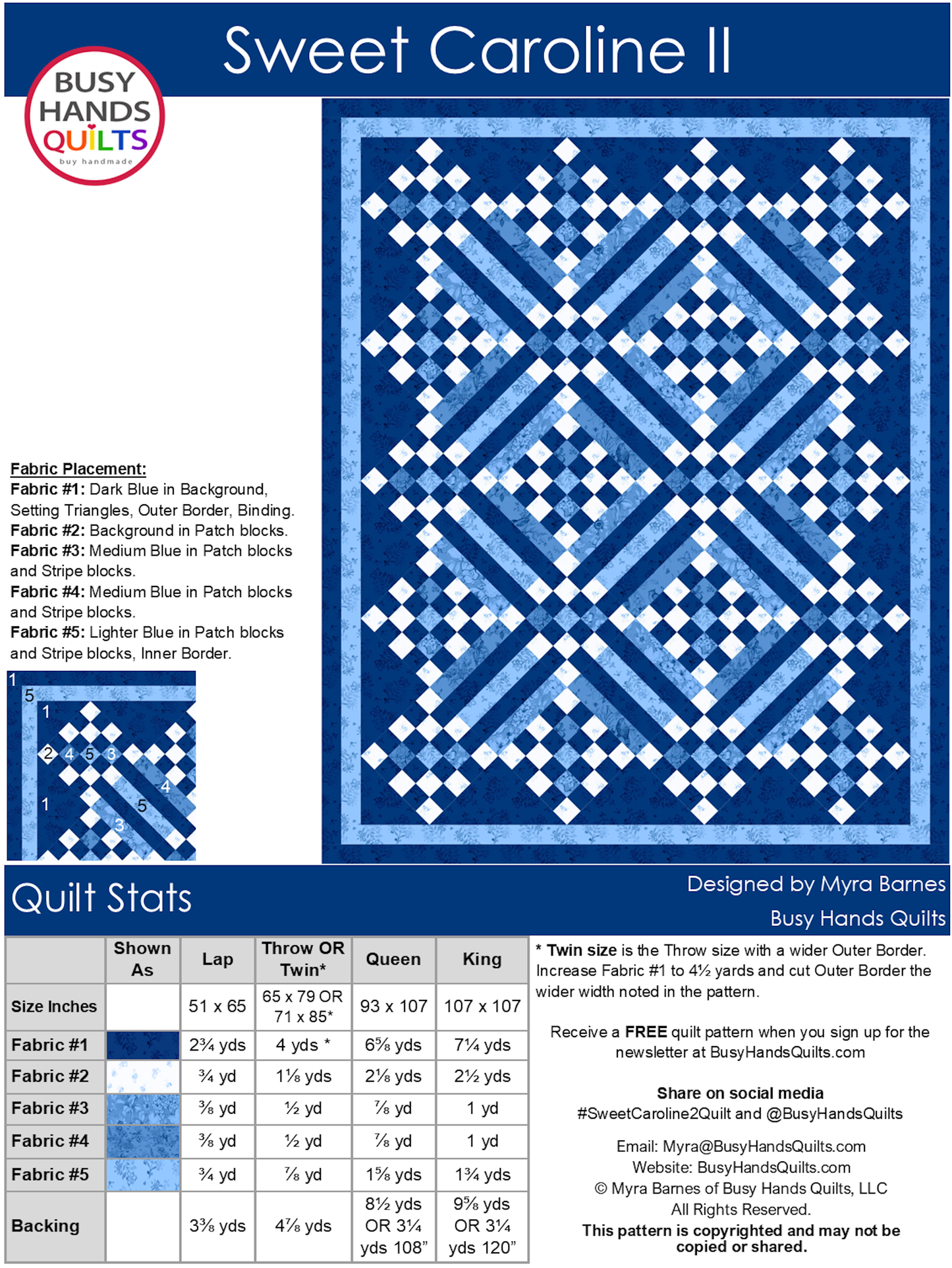 Sweet Caroline II Quilt Pattern PDF DOWNLOAD