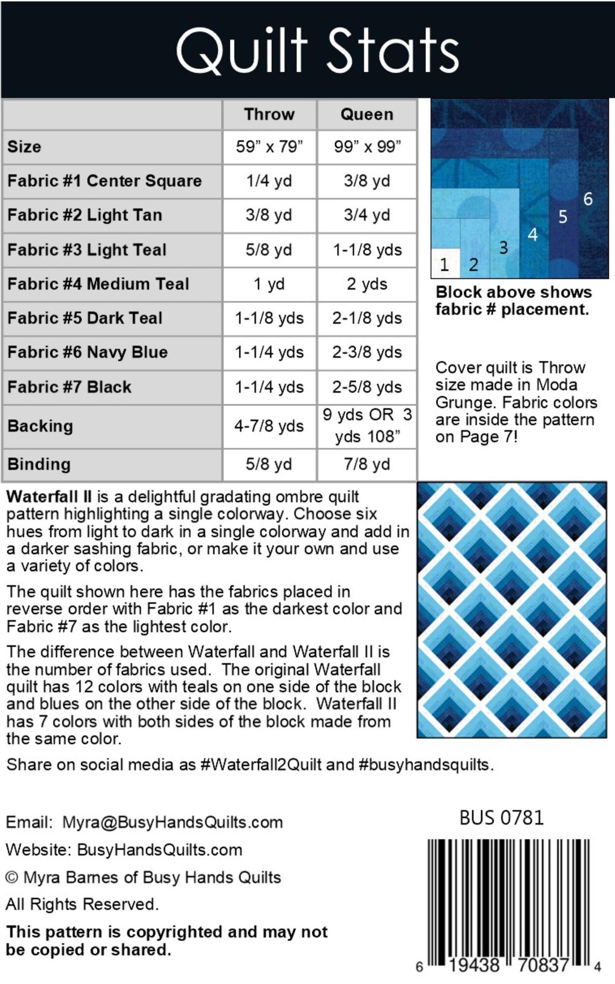 Waterfall II Quilt Pattern PRINTED