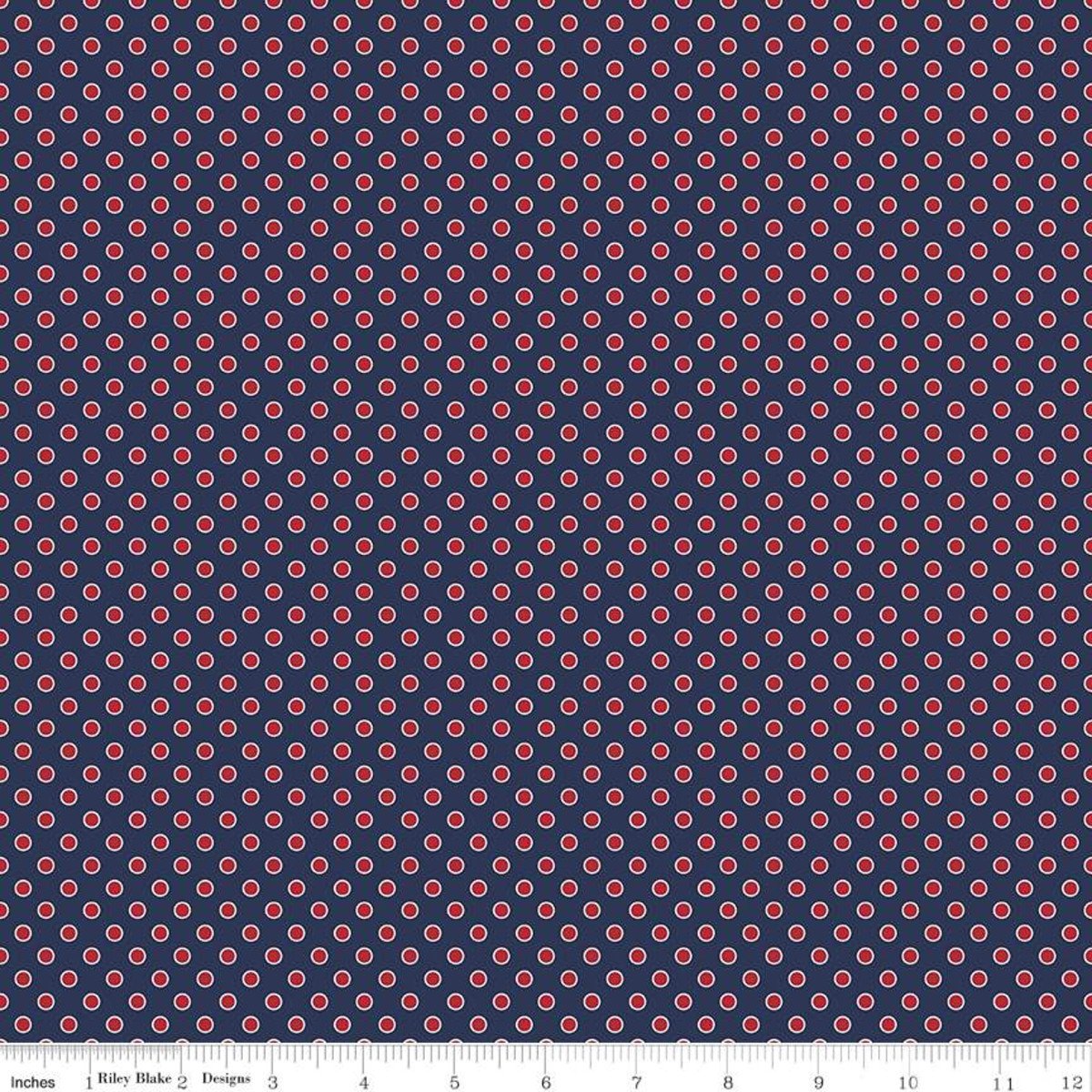 LAST CHANCE 1 Yard 6 Inches - Picadilly Dots in Navy from Picadilly by Riley Blake #4