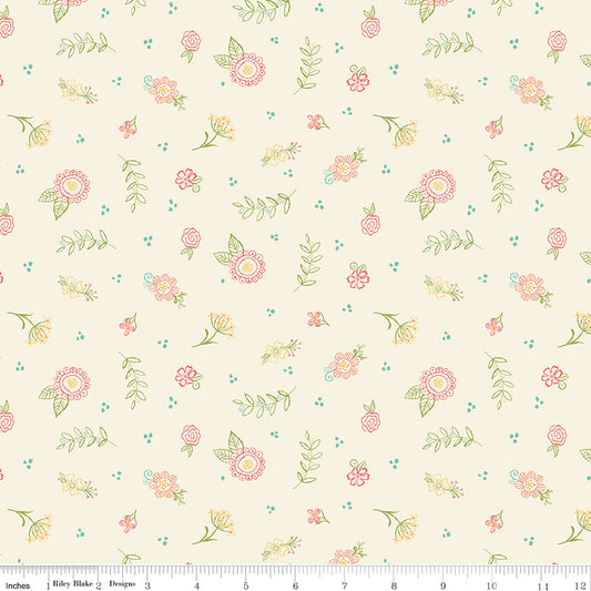 1 Yard - Embroidery in Cream from Market Street by Heather Peterson for Riley Blake Designs #22