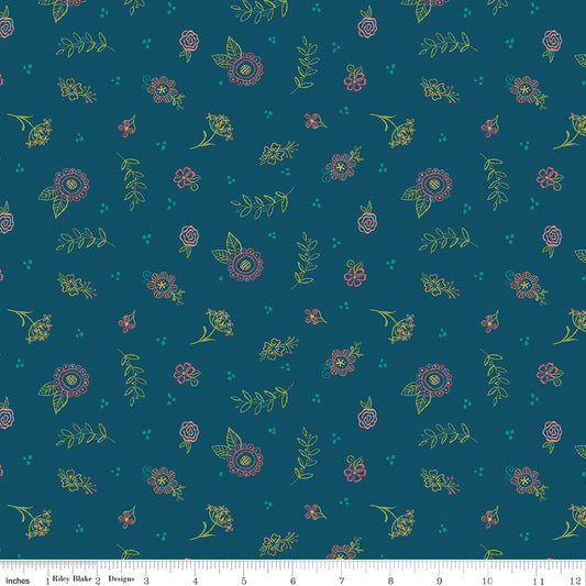 3-3/4 Yards - Embroidery in Navy from Market Street by Heather Peterson for Riley Blake Designs C14126-NAVY #39