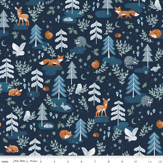 3/4 Yard Main in Indigo from Twilight Creatures for Riley Blake #369