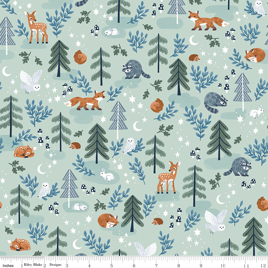 1-7/8 Yards Main in Mint from Twilight Creatures for Riley Blake #370