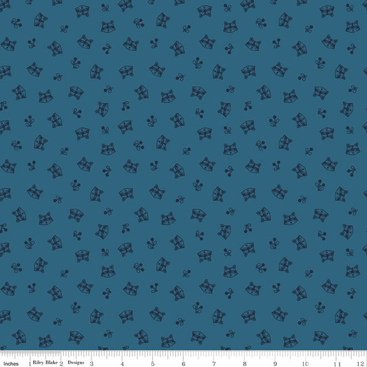 2 Yards 6 Inches Racoons in Blue from Twilight Creatures for Riley Blake #367