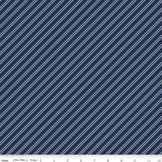 By the Half Yard - Between the Pages Stripes Navy by Riley Blake C15374-NAVY #514