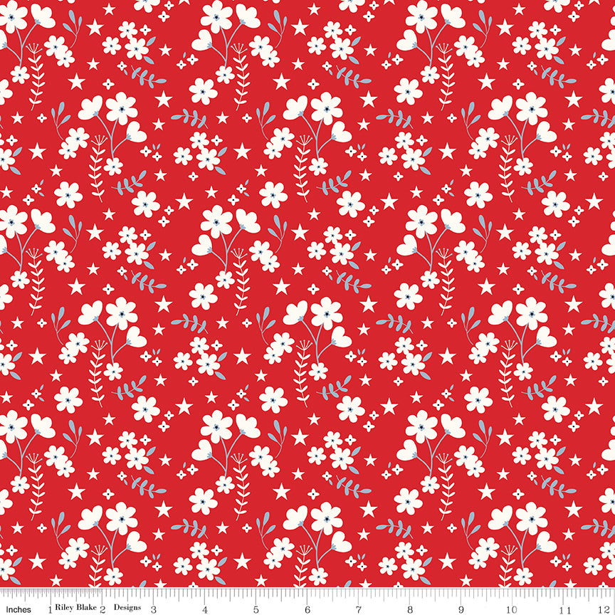 By the Half Yard - Ditsy Floral in Red from Freedom Garden by Riley Blake C15625-RED #417