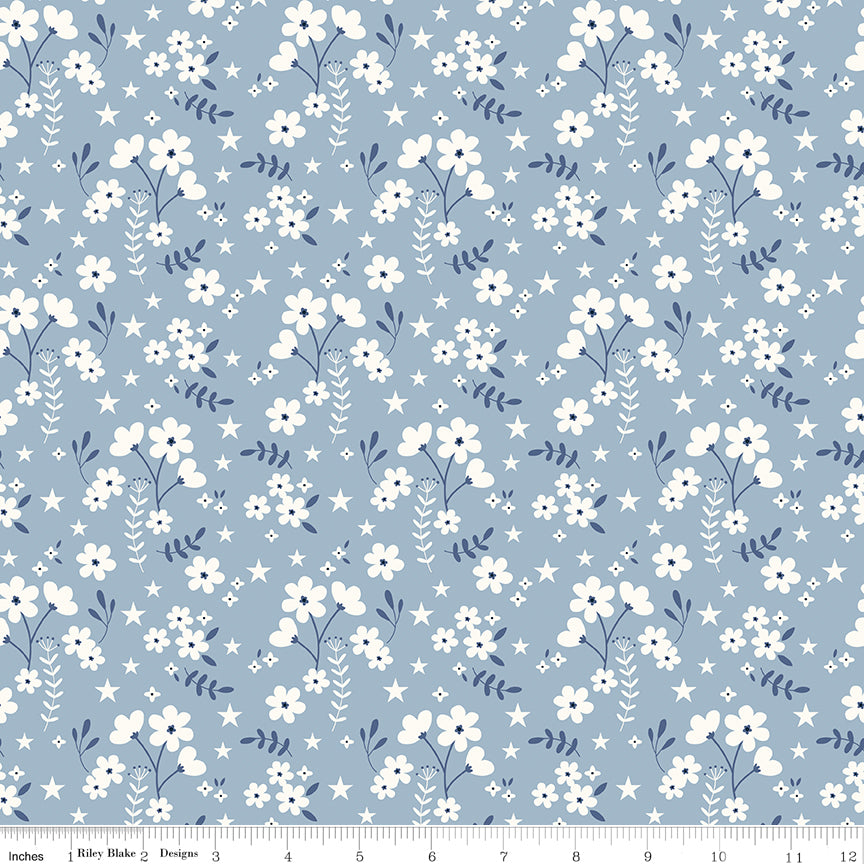 By the Half Yard - Ditsy Floral in Sky from Freedom Garden by Riley Blake C15625-SKY #416