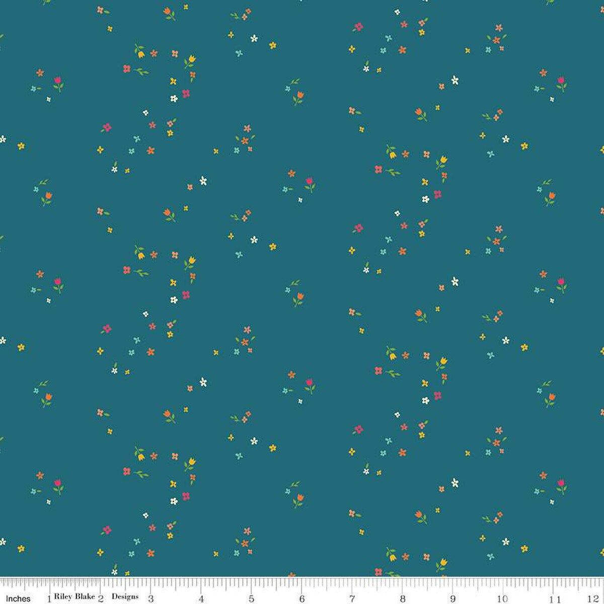 By the Half Yard - Mini Blooms in Denim from First Blooms by Heather Peterson for Riley Blake Designs C16329-VANILLA #431