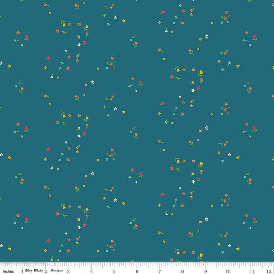 By the Half Yard - Mini Blooms in Denim from First Blooms by Heather Peterson for Riley Blake Designs C16329-VANILLA #431