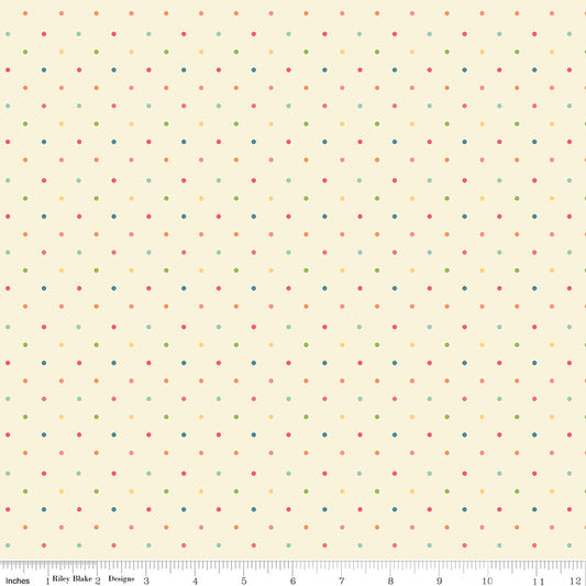 2-1/8 Yards First Blooms Dots in Vanilla by by Heather Peterson for Riley Blake C16329-VANILLA #38