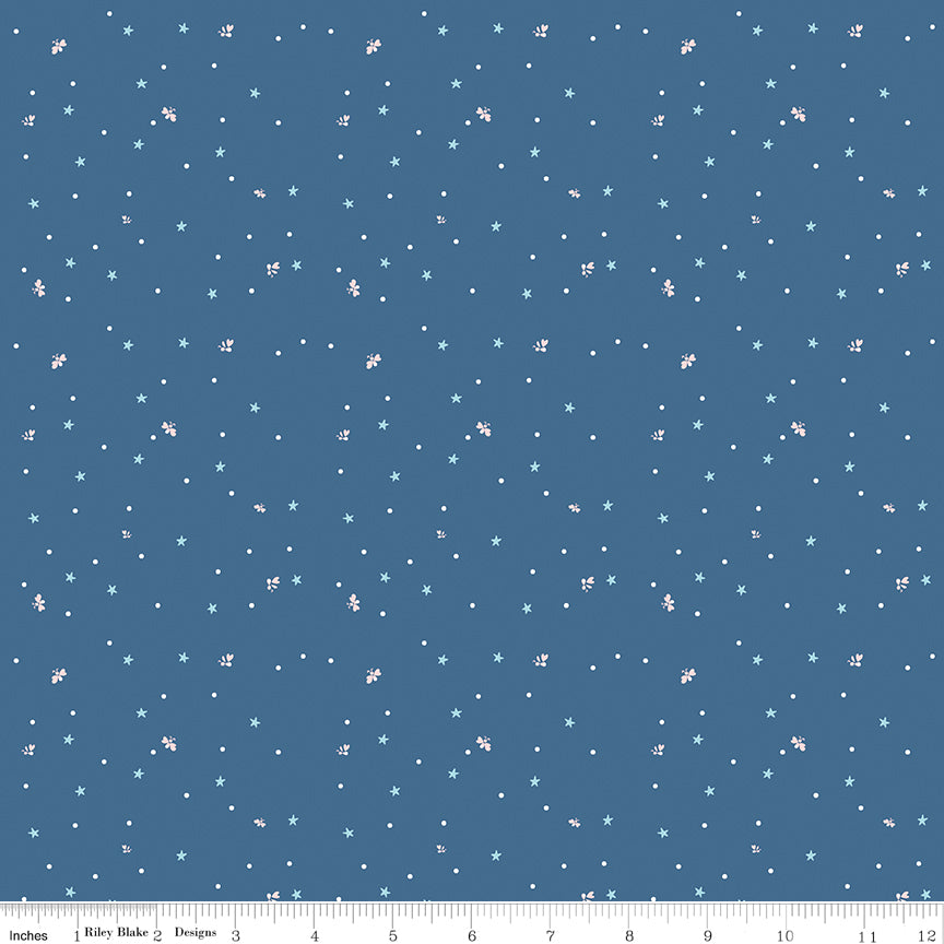 1 Yard Fireflies in Coastal Blue Firework Fields by Gracey Larson for Riley Blake C17585-COASTALBLUE #43