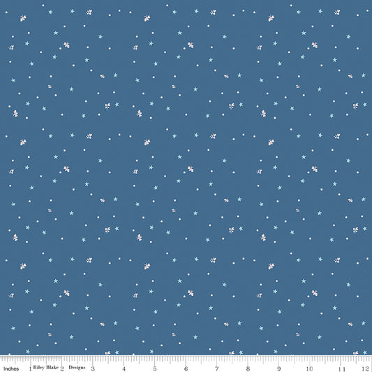 1 Yard Fireflies in Coastal Blue Firework Fields by Gracey Larson for Riley Blake C17585-COASTALBLUE #43