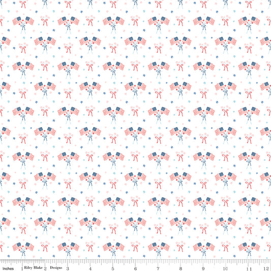 3-1/2 Yards Flags in White Firework Fields by Gracey Larson for Riley Blake C17586-WHITE #40