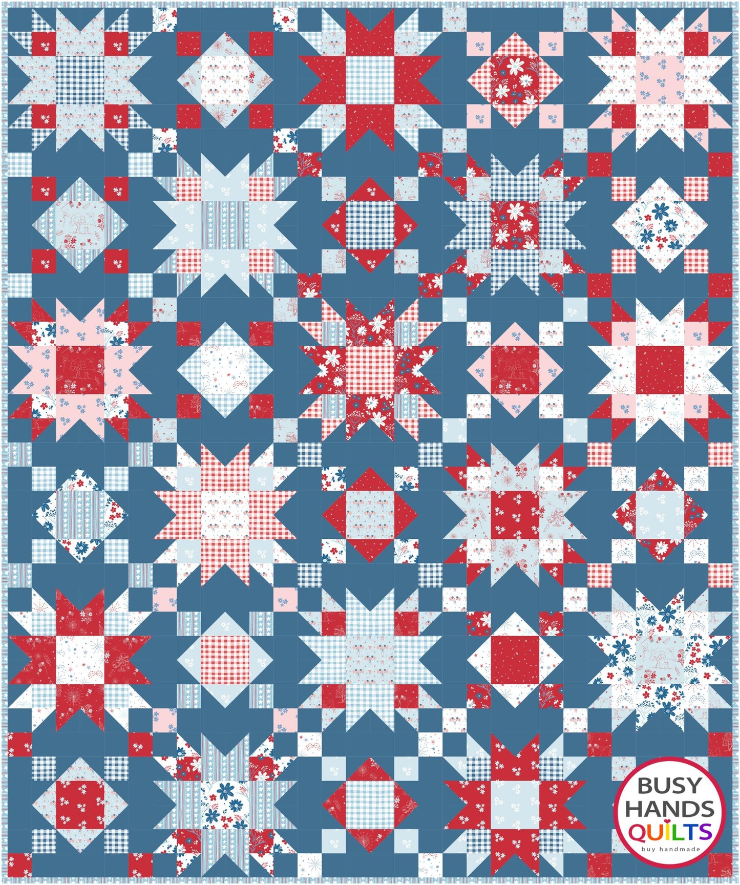 Summer on the Porch Throw Quilt Kit in Firework Fields - Choice of Background Color