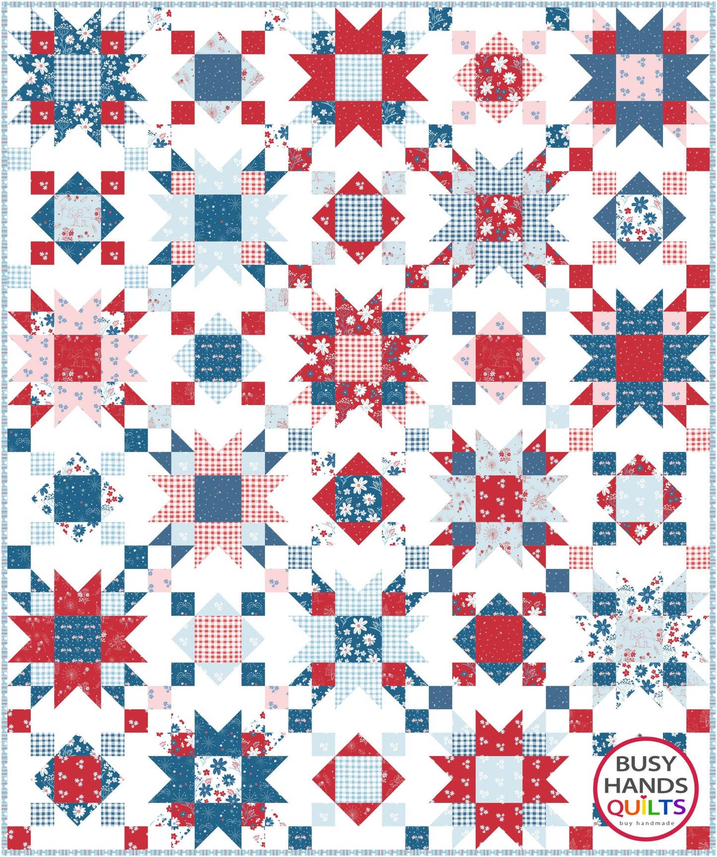 Summer on the Porch Throw Quilt Kit in Firework Fields - Choice of Background Color