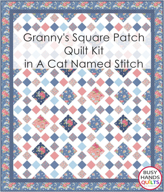 Granny's Square Patch THROW Size Quilt Kit in A Cat Named Stitch - Choice of Border Fabric