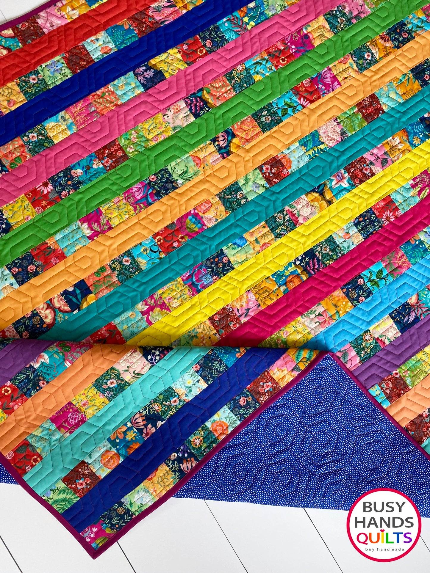 Handmade Woven Threads Throw Quilt in Faraway Florals